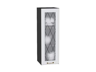 Шкаф верхний с 1-ой остекленной дверцей Ницца Graphite, Белый, 920, 300 В*Ш*Г 920*300*318, фасад МДФ/Стекло  Белый, корпус  Graphite ms2510VVT_54670