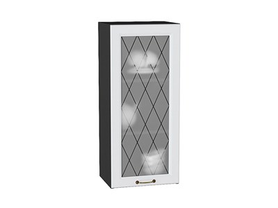 Шкаф верхний с 1-ой остекленной дверцей Ницца Graphite, Белый, 920, 400 В*Ш*Г 920*400*318, фасад МДФ/Стекло  Белый, корпус  Graphite ms2510VVT_54671