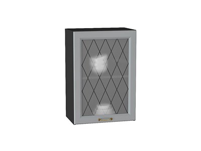 Шкаф верхний с 1-ой остекленной дверцей Ницца Graphite, Графит, 720, 500 В*Ш*Г 716*500*318, фасад МДФ/Стекло  Графит, корпус  Graphite ms2510VVT_54705