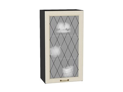 Шкаф верхний с 1-ой остекленной дверцей Ницца Graphite, Дуб крем, 920, 500 В*Ш*Г 920*500*318, фасад МДФ/Стекло  Дуб крем, корпус  Graphite ms2510VVT_44248