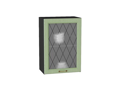 Шкаф верхний с 1-ой остекленной дверцей Ницца Graphite, Дуб оливковый, 720, 500 В*Ш*Г 716*500*318, фасад МДФ/Стекло  Дуб оливковый, корпус  Graphite ms2510VVT_44211