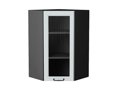 Шкаф верхний угловой остекленный Ницца Graphite, Blanco, 920, Moru В*Ш*Г 920*600*600, фасад МДФ/Стекло  Blanco, корпус  Graphite ms2510VVT_67414