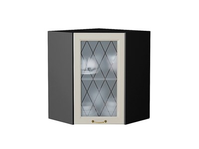 Шкаф верхний угловой остекленный Ницца Graphite, Агат, 720 В*Ш*Г 716*600*600, фасад МДФ/Стекло  Агат, корпус  Graphite ms2510VVT_54811