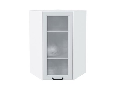 Шкаф верхний угловой остекленный Ницца Белый, Blanco, 920, Кризет В*Ш*Г 920*600*600, фасад МДФ/Стекло  Blanco, корпус  Белый ms2510VVT_33714