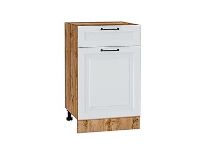 Шкаф нижний с 1-ой дверцей и ящиком Ницца Дуб Вотан, Blanco, 500 В*Ш*Г 816*500*478, фасад МДФ  Blanco, корпус  Дуб Вотан ms2510VVT_64394