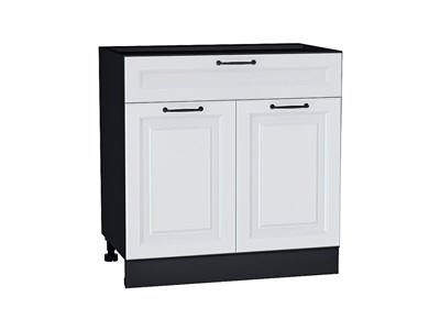 Шкаф нижний с 2-мя дверцами и ящиком Ницца Graphite, Blanco, 800 В*Ш*Г 816*800*478, фасад МДФ  Blanco, корпус  Graphite ms2510VVT_56547