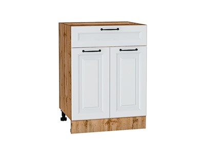 Шкаф нижний с 2-мя дверцами и ящиком Ницца Дуб Вотан, Blanco, 600 В*Ш*Г 816*600*478, фасад МДФ  Blanco, корпус  Дуб Вотан ms2510VVT_64455