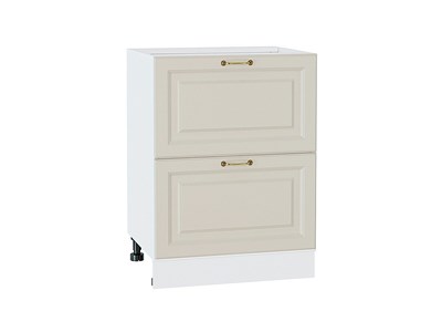 Шкаф нижний с 2-мя ящиками Ницца Белый, Агат В*Ш*Г 816*600*478, фасад МДФ  Агат, корпус  Белый ms2510VVT_54944