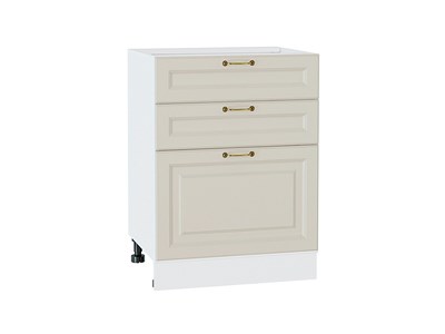 Шкаф нижний с 3-мя ящиками Ницца Белый, Агат, 600 В*Ш*Г 816*600*480, фасад МДФ  Агат, корпус  Белый ms2510VVT_54963