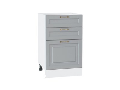 Шкаф нижний с 3-мя ящиками Ницца Белый, Графит, 500 В*Ш*Г 816*500*478, фасад МДФ  Графит, корпус  Белый ms2510VVT_54982
