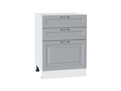 Шкаф нижний с 3-мя ящиками Ницца Белый, Графит, 600 В*Ш*Г 816*600*480, фасад МДФ  Графит, корпус  Белый ms2510VVT_54983