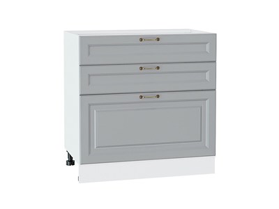Шкаф нижний с 3-мя ящиками Ницца Белый, Графит, 800 В*Ш*Г 816*800*478, фасад МДФ  Графит, корпус  Белый ms2510VVT_54984