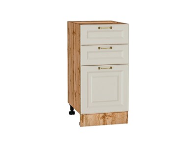 Шкаф нижний с 3-мя ящиками Ницца Дуб Вотан, Агат, 400 В*Ш*Г 816*400*478, фасад МДФ  Агат, корпус  Дуб Вотан ms2510VVT_64509