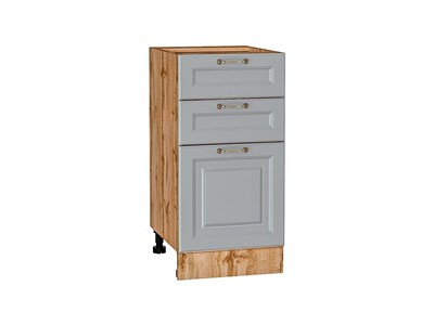 Шкаф нижний с 3-мя ящиками Ницца Дуб Вотан, Графит, 400 В*Ш*Г 816*400*478, фасад МДФ  Графит, корпус  Дуб Вотан ms2510VVT_64525