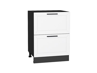 Шкаф нижний с 2-мя ящиками Глетчер Graphite, Айленд Силк В*Ш*Г 816*600*478, фасад МДФ  Айленд Силк, корпус  Graphite ms2510VVT_55990
