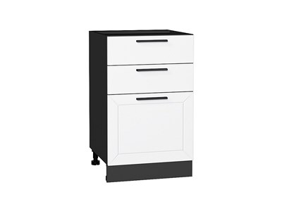 Шкаф нижний с 3-мя ящиками Глетчер Graphite, Айленд Силк, 500 В*Ш*Г 816*500*478, фасад МДФ  Айленд Силк, корпус  Graphite ms2510VVT_55998