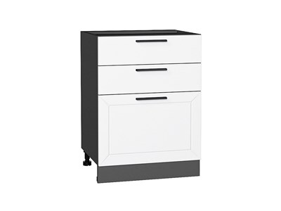 Шкаф нижний с 3-мя ящиками Глетчер Graphite, Айленд Силк, 600 В*Ш*Г 816*600*480, фасад МДФ  Айленд Силк, корпус  Graphite ms2510VVT_55999
