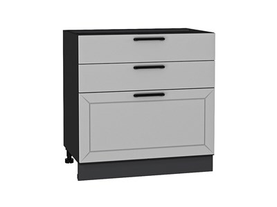 Шкаф нижний с 3-мя ящиками Глетчер Graphite, Гейнсборо Силк, 800 В*Ш*Г 816*800*478, фасад МДФ  Гейнсборо Силк, корпус  Graphite ms2510VVT_43676