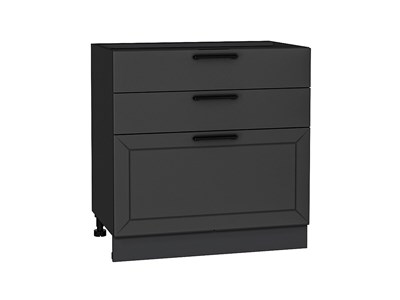 Шкаф нижний с 3-мя ящиками Глетчер Graphite, Маренго Силк, 800 В*Ш*Г 816*800*478, фасад МДФ  Маренго Силк, корпус  Graphite ms2510VVT_43678