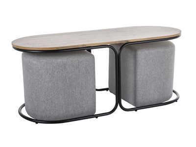 Комплект Signal DUAL, стол журнальный + 2 пуфа (дуб артизан/черный/серый) ms2601SIGHAL_DUALDAC