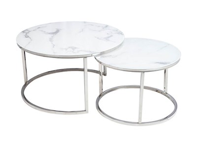 Комплект Signal ATLANTA B, 2 стола журнальных (эффект белого мрамора/хром) ms2601SIGHAL_ATLANTABBCH