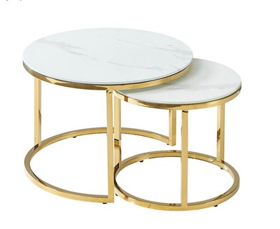 Комплект Signal MUSE II, 2 стола журнальных (эффект белого мрамора/золотой) ms2601SIGHAL_MUSEIIBMAZL