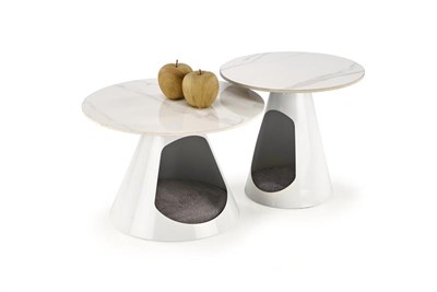 Комплект Halmar OSARIO, 2 стола журнальных (белый мрамор/белый) ms2601SIGHAL_V-CH-OSARIO-LAW
