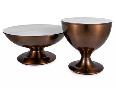 Комплект Signal SALSA, 2 стола журнальных (эффект белого мрамора/медный) ms2601SIGHAL_SALSABMI