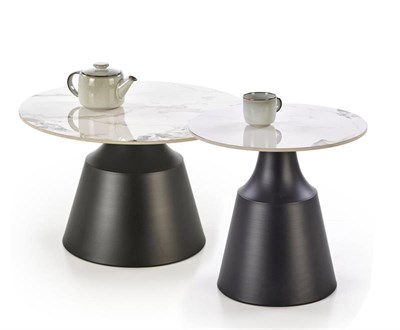 Комплект Halmar MAGNETA, 2 стола журнальных (белый мрамор/черный) ms2601SIGHAL_V-CH-MAGNETA-LAW