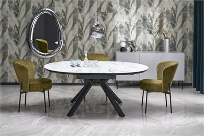 Стол обеденный Halmar VERTIGO раскладной (белый мрамор/черный) ms2601SIGHAL_V-CH-VERTIGO-ST-BIALY