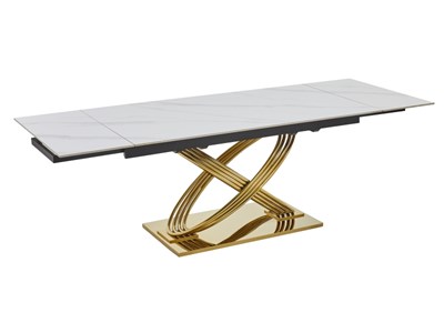 Стол обеденный Signal HERMES II 160 (эффект белого мрамора/золотой) ms2601SIGHAL_HERMESIIBZL160