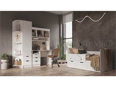 Детская Юниор-4 Вариант 2  Шарли белый/Дуб крафт белый. Кровать 80*160 см pn26mf_1215310159