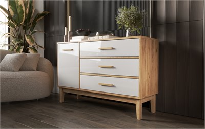 Комод 1 дверь 3 ящика Кельн  Белый глянец/Дуб крафт pn26mf_223336190