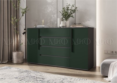 Комод 2 двери 4 ящика Норд  Изумруд/Графит pn26mf_1694895270