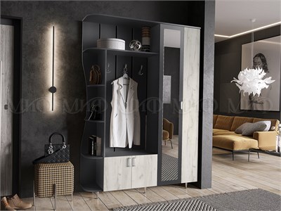 Прихожая Лика-1  Графит/Дуб крафт белый pn26mf_1952333460