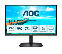 AOC Монитор LCD 23.8'' [16:9] 1920х1080(FHD) IPS, nonGLARE, 75 Hz, 250 cd/m2, H178°/V178°, 1000:1, 20М:1, 16.7M, 4ms, VGA, DVI, HDMI, Tilt, Speakers, 3Y, Black