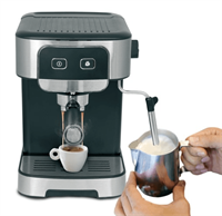 deerma Кофемашина deerma Coffee Machine DEM-YS10W Black+Silver, 1200W, 1.8L, Modes: Espresso, cappuccino, Material: Stainless steel, plastic