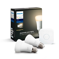 Philips Hue Набор из 2 белых ламп (929001821618) и блока управления освещением HUE (Беспроводной пульт управления для светового оборудования )