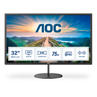 AOC Монитор LCD 31.5'' [16:9] 2560х1440(WQHD) IPS, nonGLARE, 75 Hz, 250 cd/m2, H178°/V178°, 1200:1, 20М:1, 16.7M, 4ms, HDMI, DP, Tilt, Speakers, 3Y, Black Q32V4-mrv1