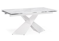 Стеклянный стол Хасселвуд 160(220)х90х77 белый мрамор / белый 553546-mwdvl