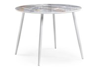 Стеклянный стол Кловис 100(140)х100х76 кианит / белый 474328-mwdvl