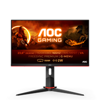 AOC Монитор LCD 23.6'' 16:9 1920х1080(FHD) VA, Curved, nonGLARE, 165 Hz, 250 cd/m2, H178°/V178°, 3000:1, 80M:1, 16.7M, 4ms, VGA, 2xHDMI, DP, Tilt, Speakers, Black+Cherry C24G2AE-mrv1