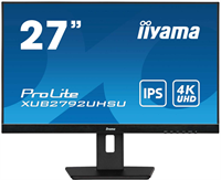 IIYAMA Монитор LCD 27'' 16:9 3840x2160(UHD 4K) IPS, nonGLARE, Нет, 60 Hz, 350cd/m2, H178°/V178°, 1000:1, 80M:1, 1,07 миллиардов цветов, 4ms, DVI, HDMI, DP, USB-Hub, Height adj, Pivot, Tilt, Swivel, Speakers, Black XUB2792UHSU-B5-mrv1