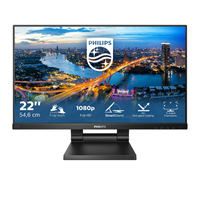 PHILIPS Монитор LCD 21.5'' 16:9 1920х1080(FHD) IPS, nonGLARE, TOUCH, 75 Hz, 250 cd/m2, H178°/V178°, 1000:1, 50М:1, 16.7M, 4ms, VGA, HDMI, DP, USB-Hub, Height adj, Tilt, Speakers, Black 222B1TC (00/01)-mrv