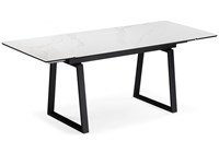 Керамический стол Джек 140(200)х80 белый мрамор alpin white / черный 612899-mwdvl