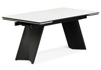Керамический стол Вейв 160(220)х89 белый мрамор snow white / черный 612186-mwdvl