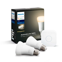 Philips Hue Набор из 2 белых ламп (929001821618) и блока управления освещением HUE (Беспроводной пульт управления для светового оборудования ) 929001821619-mrv4