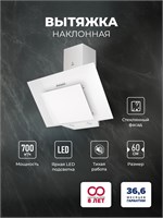 Вытяжка кухонная наклонная LEX Mira G 600 White spLEXTRFE000021