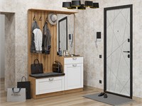 Прихожая  Стиль-02, каркас ЛДСП  Дуб Вотан, фасад МДФ  White Silk,  2090*1400*380 sppr5VVTtoAR77406