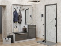 Прихожая  Стиль-02, каркас ЛДСП  Белый, фасад МДФ  Anthracite,  2090*1400*380 sppr5VVTtoAR63301